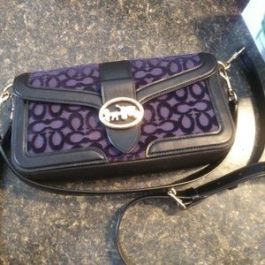 Coach navy velvet signature bag